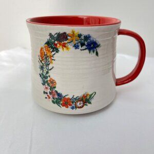 Nathalie Lete Anthropologie Ceramic Mug With Floral & Donkey‎ Design